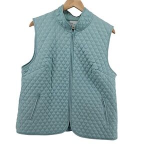 The Tog Shop Womens Vest L Light Blue Quilted Zip Front Jacket Sleeveless